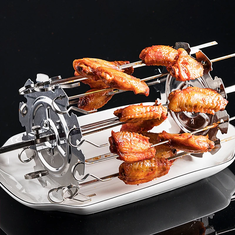 

1Set Stainless Steel BBQ Kebab Cage Rotisserie Skewer Forks Chicken Grill For Roaster Oven Camping Picnic Barbecue