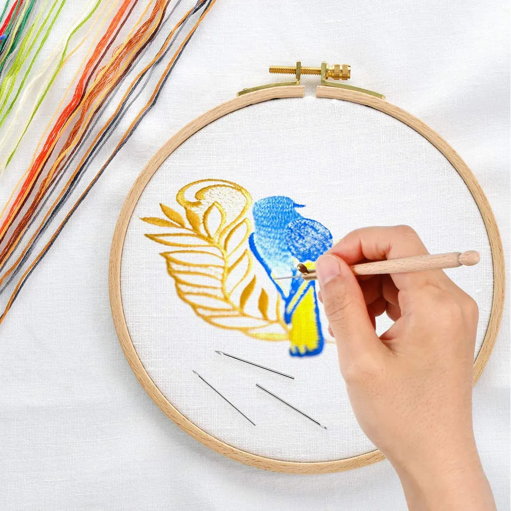 

1 Set French Embroidery Needles Tambour Crochet Hook with 3 Needles Embroidery Crochet Tool Craft Embroidery Circle Sewing Kit