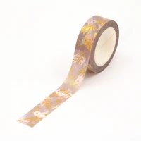 2022 new 10pcslot 15mm10m decorative gold foil leaves floral washi tape scrapbooking stationery office supply masking tape