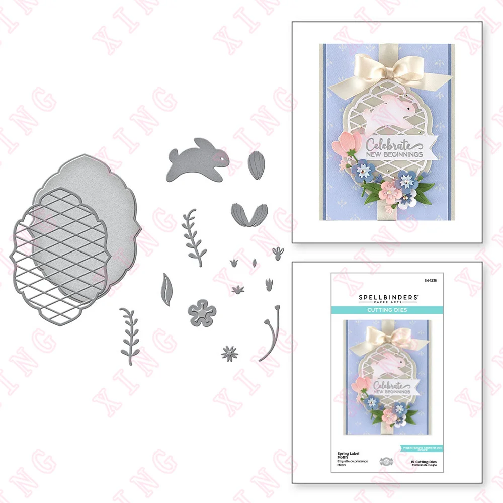 

New Spring Label Motifs Etched Dies Scrapbook Diary Decoration Embossing Template Diy Gift Card Handmade Craft Metal Cutting Die
