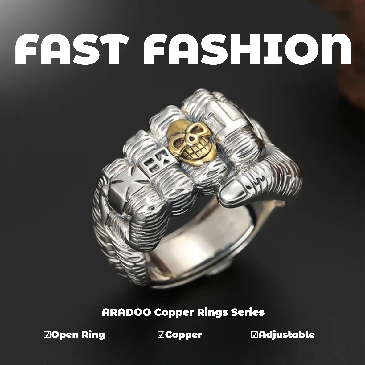 Мужские открытые кольца в стиле хип-хоп