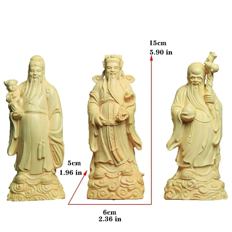 Статуэтка Fu Lu Shou из массива дерева статуэтка ручной работы Сан-фусин современное