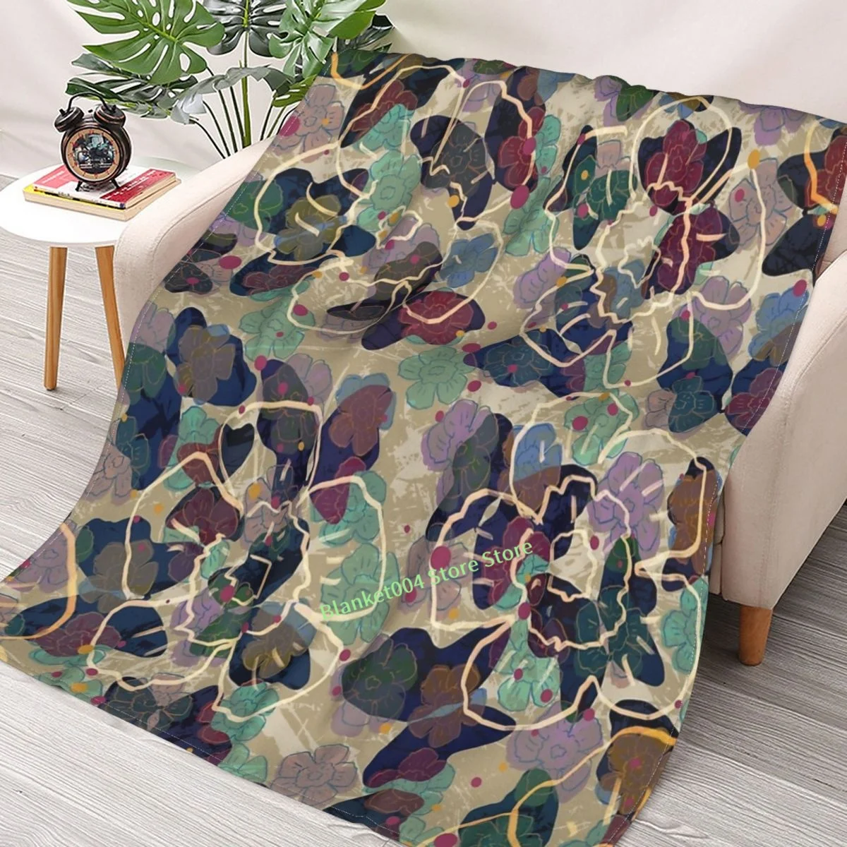 

Butterflowers French Grey Throw Blanket 3D printed sofa bedroom decorative blanket children adult Christmas gift