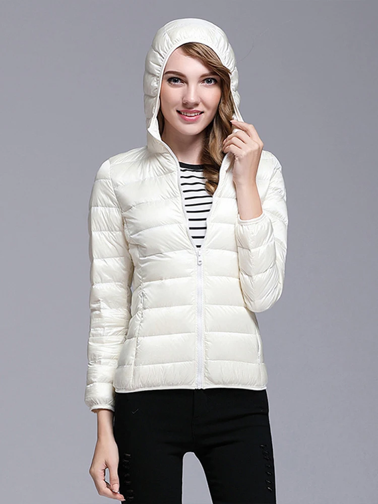 2022 Plus Size  CasualAutumn And Winter New Light  Down Jacket Women'S Hooded Korean Short Women'S White Duck Down Coat