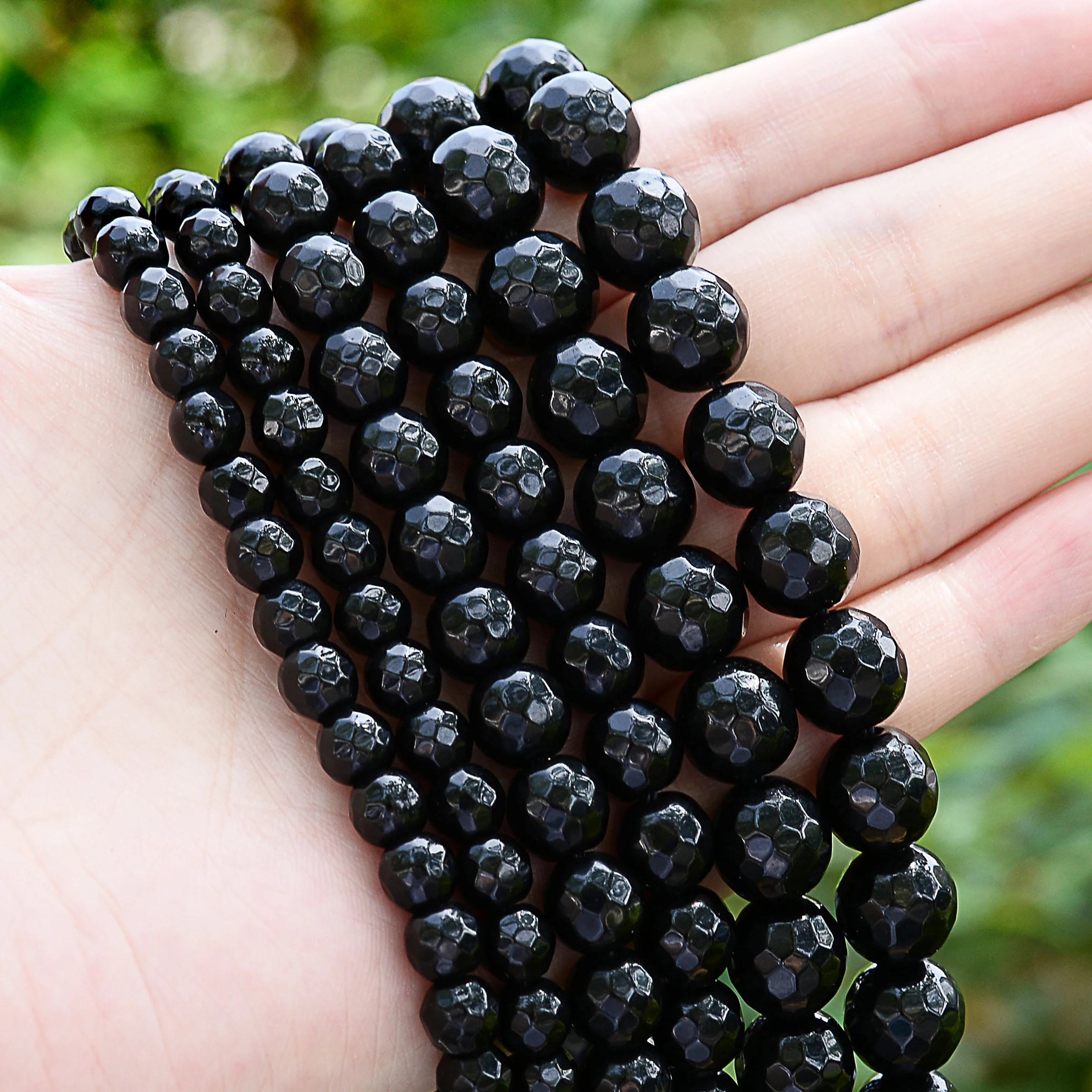 

Бусины из черного агата с огранкой и натуральным камнем, круглые бусины россыпью из оникса для изготовления ювелирных изделий, браслетов и ожерелий «сделай сам», 15 дюймов/нить 4/6/8/10 мм
