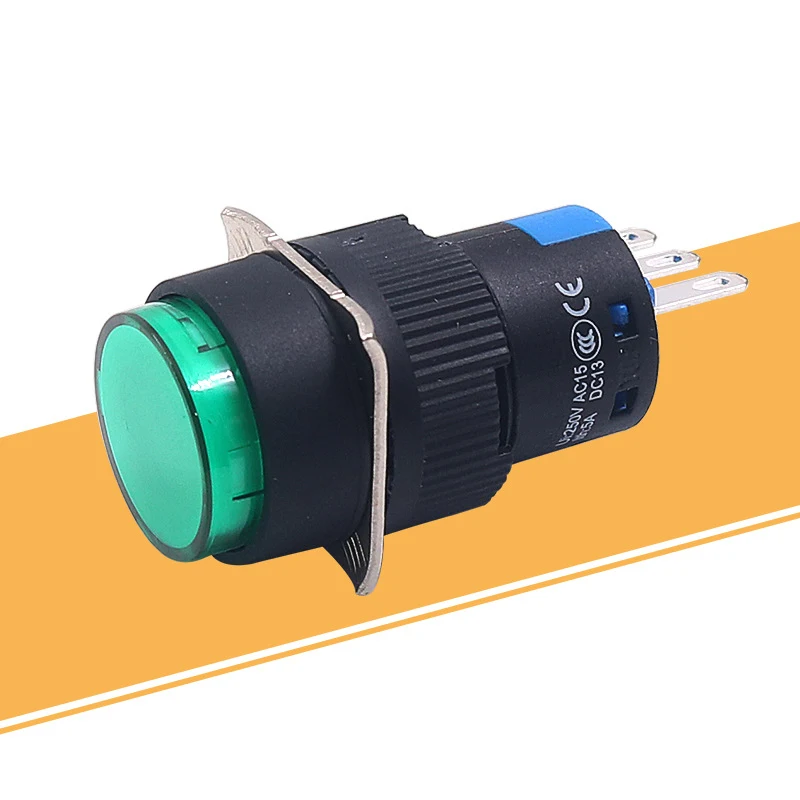 ABILKEEN 16 мм AD16 Пластиковый Кнопочный переключатель ВКЛ. Фиксация/Мгновенный с подсветкой квадратная/круглая/прямоугольная кнопка