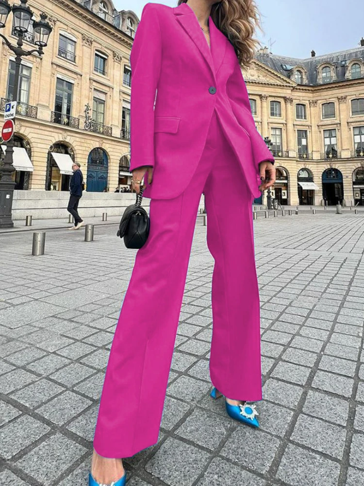 

2023 Autumn and Winter New Fashion Suit Women's Coat Solid Casual Pants Two Piece Set Office Wear Women