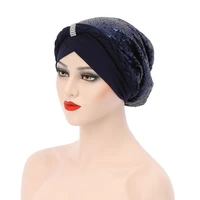 summer breathable turbans for women silk auto gele fashion sequined braid muslim india hats ready to wear aso oke head srap