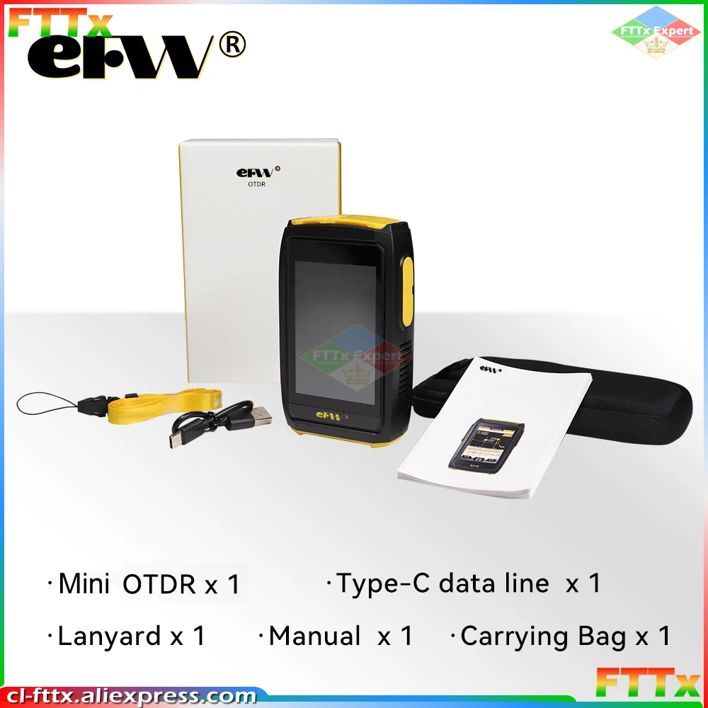 Mini OTDR Active Fiber Live Test 1550nm 20dB Optical Fiber Reflectometer Touch Screen OPM VFL OLS Fiber Tester SC Connector
