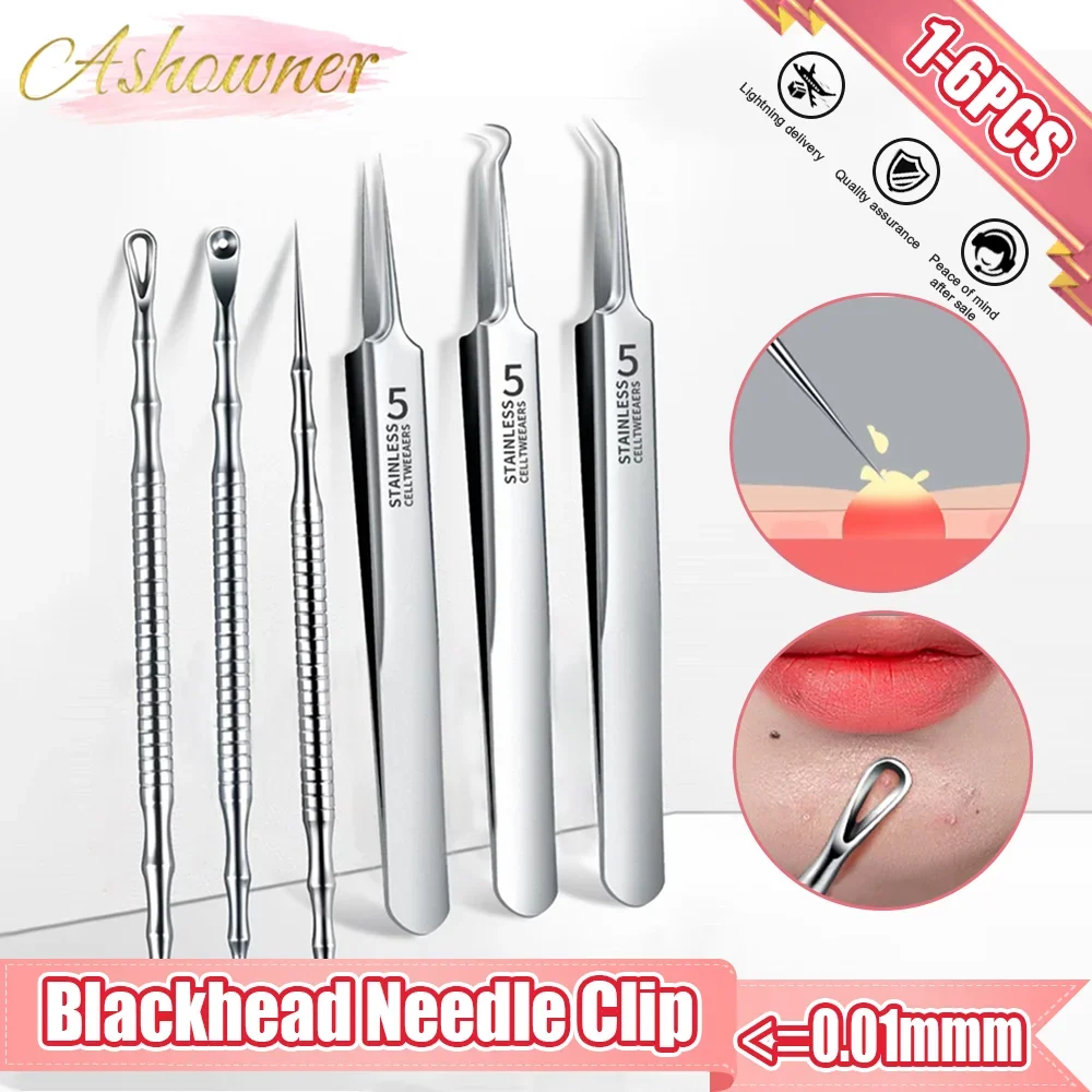 

Ashowner German Ultra-fine Cell Pimples Blackhead Whitehead Clip Tweezers Remove Acne Fat Particles Beauty Needle Pore Cleaner