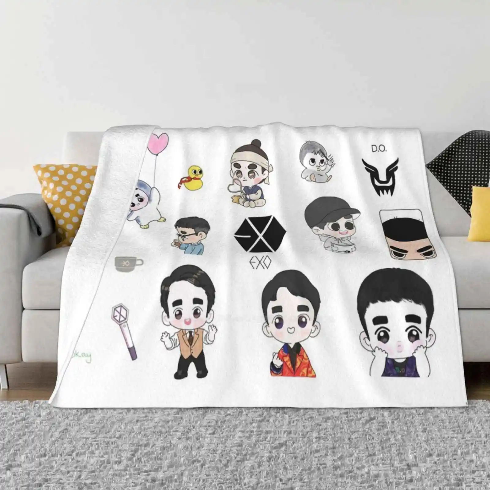 Kyungsoo Chibi Trend Style Забавное модное мягкое одеяло Kpop D O Jungkook
