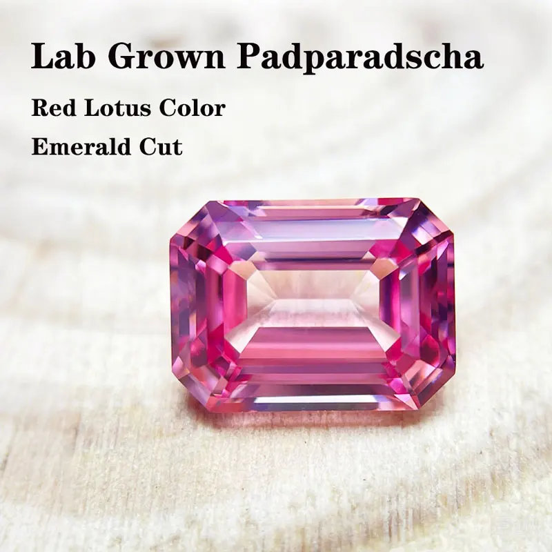 Выращен в лаборатории Padparadscha Изумрудная огранка Красный цвет лотоса для DIY