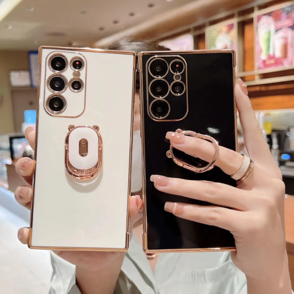 

Electroplated ring bracket phone case for Samsung Galaxy S22 Ultra S21 A53 A33 A52 A23 soft and shockproof