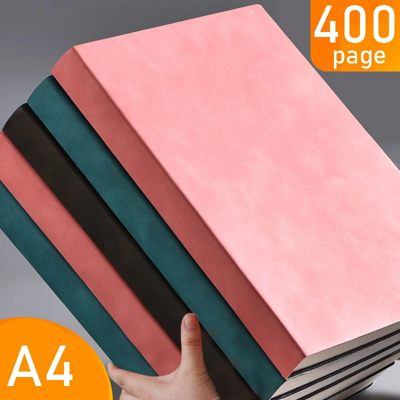 

480 Pages of Luxurious Writing Comfort: A4 Notebook Thickened and Soft Leather Surface Inner Band Horizontal Line Business Meet