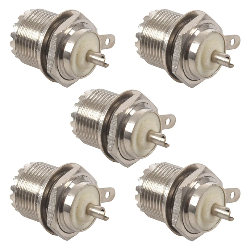 

5X UHF Female SO239 Jack перебойная головка для паяльной панели, цвет серебристый