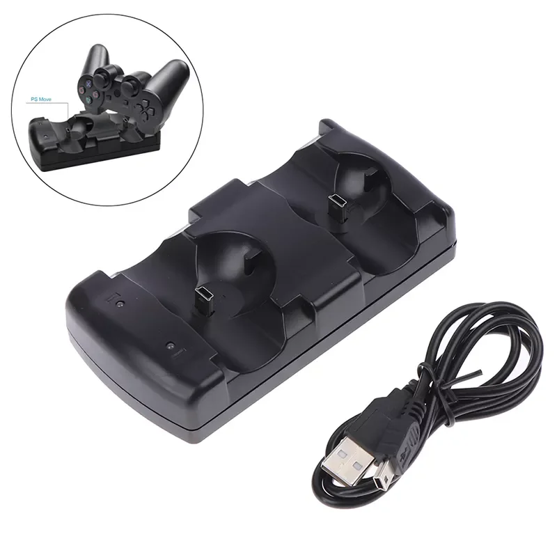 

2 in 1 Dual Chargers Dual USB Charging Powered Dock Charger for PS3 Controller & Move Navigation