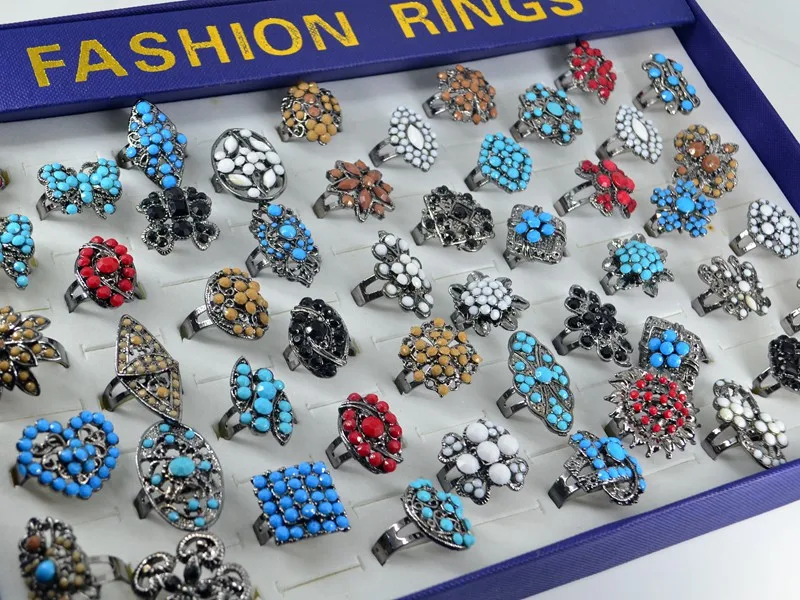 5x Микс Лот Кристалл Рингс Имитация Жемчужина Коктейльное Кольцо ДевочкиЖенщиныПодарокСплав Модное Украшение