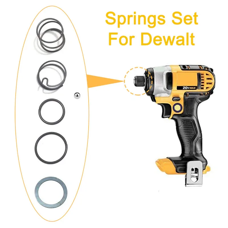 6pcs Spring Kit with Steel Ball for Dewalt 20V Impact Driver N078434 N089668 Impact Wrench Spring Kit Power Tool Accessories