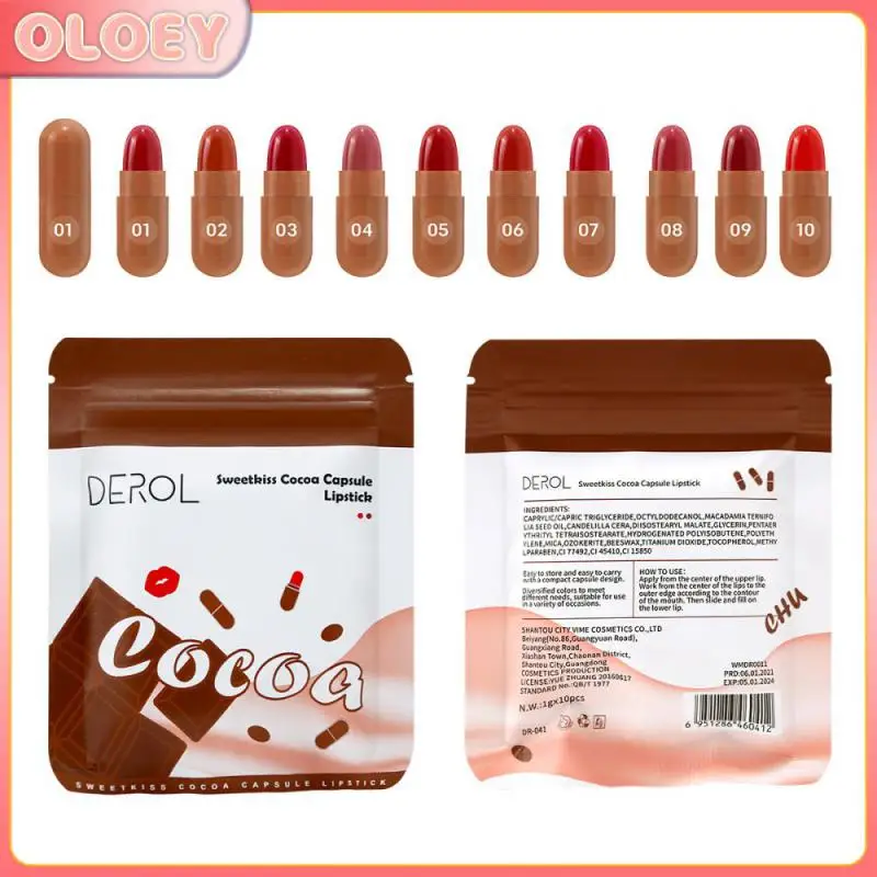 

10Colors/Set Capsule Lipstick Kit Chocolate Velvet Matte Lip Tint Set Waterproof Long Lasting Lip Stick Bags Cosmetic TSLM1