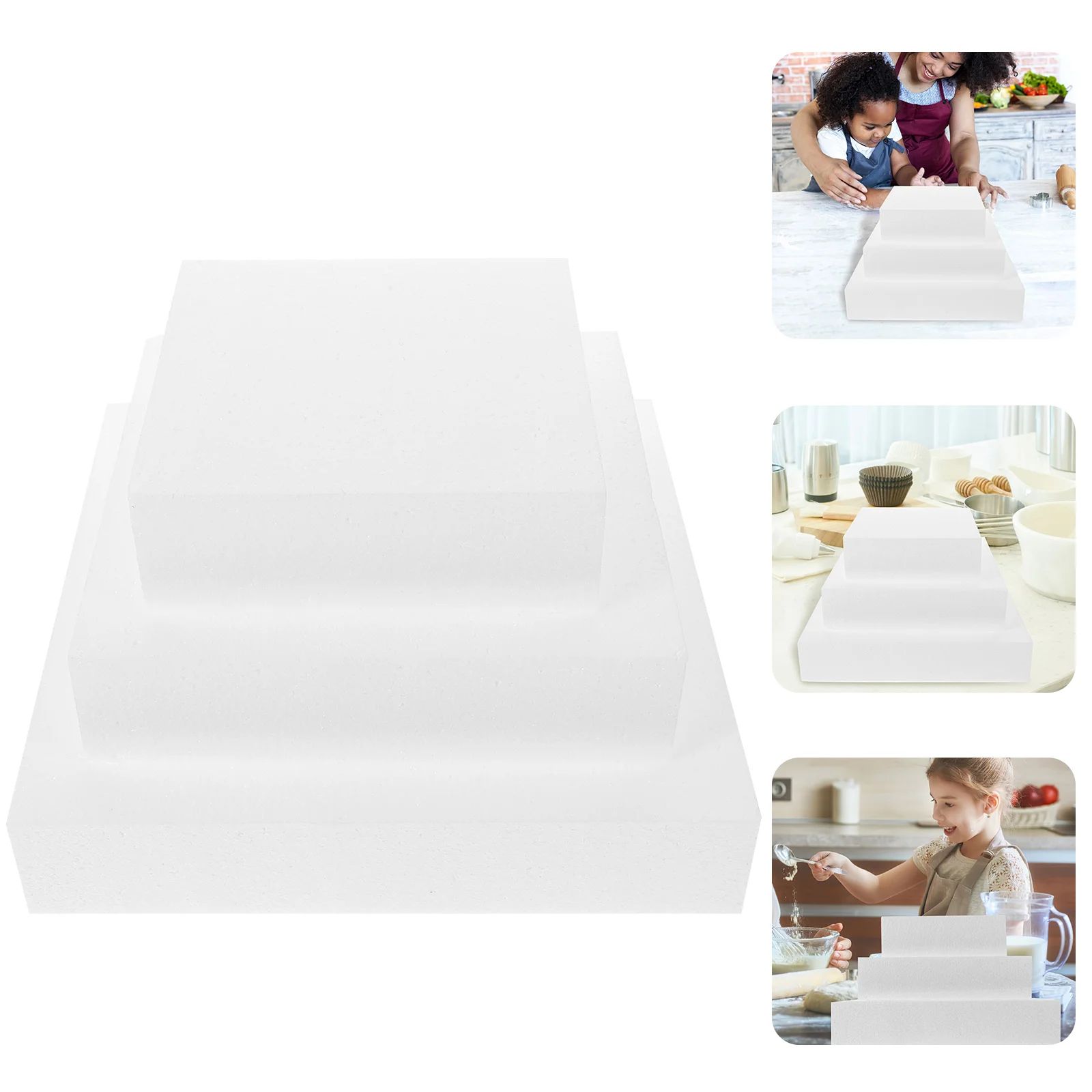 

3 Pcs Foam Cake Model Wedding Stands DIY Decorative Self Made Compact Dummies Fake Practicing Foams Baking Models Reusable