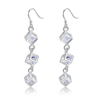 square drop earrings hooks dangle pendants wedding cube zircon womens jewelry female 2022 trend 925 stamp silver color luxury
