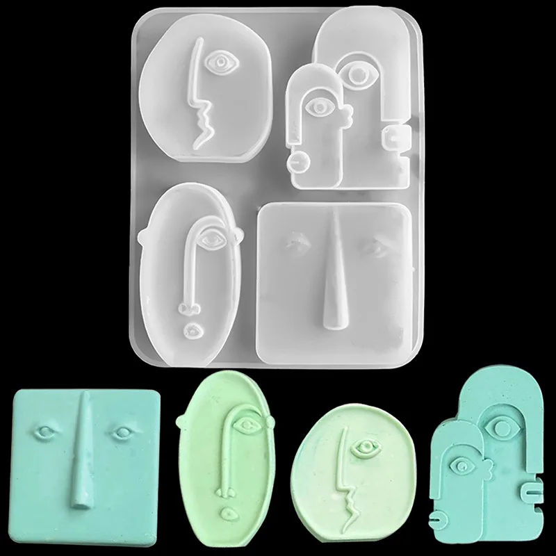 4PCS Abstract Human Face Silicone Candle Molds Diy Aromath Soaps Nordic Head Scented Wax Mould Home Decor Handicrafts Gift - купить по