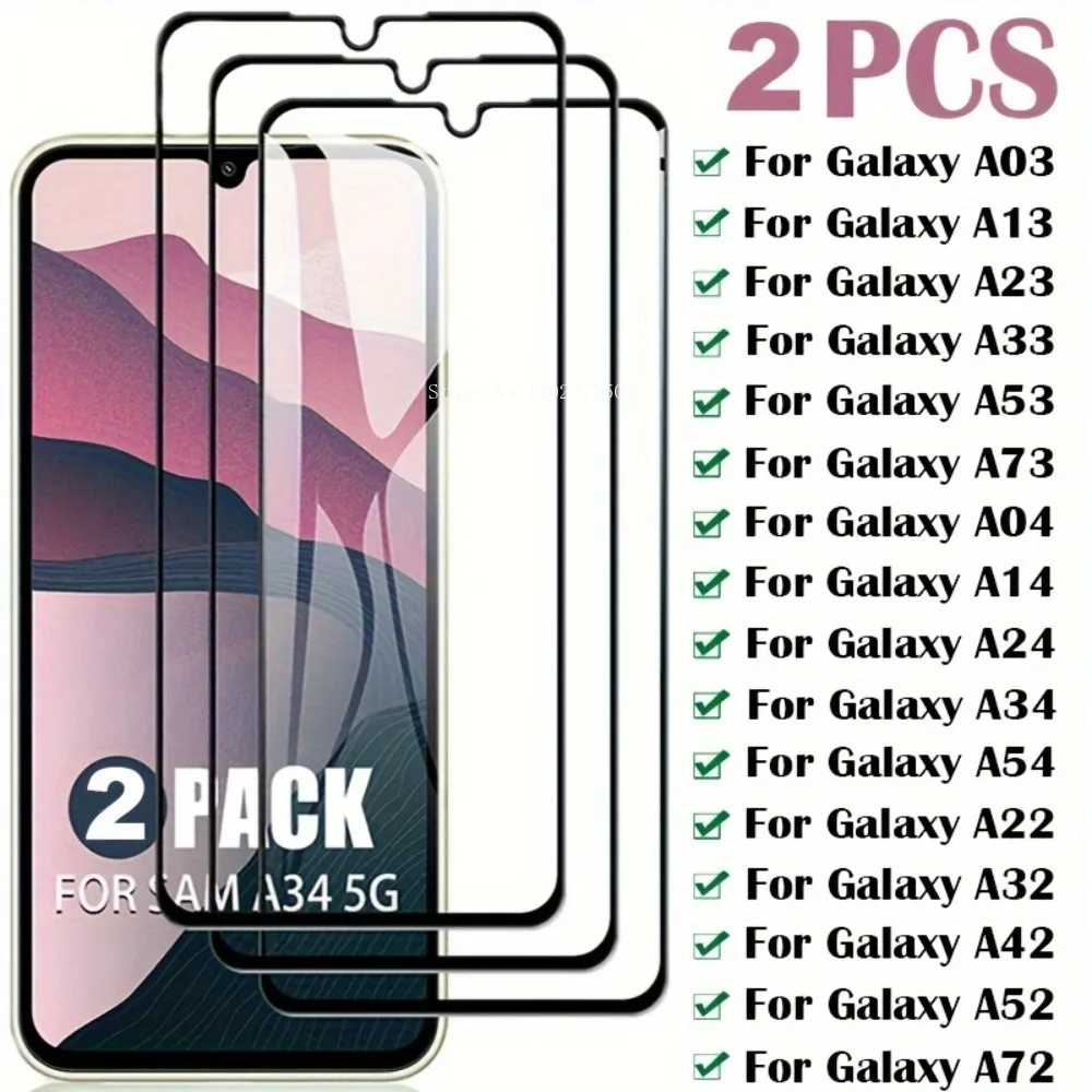 2 шт. полная защита экрана для Samsung A04E A04S A03 A13 A14 A23 A24 A32 A33 A34 A53 A54 A72 A73 M13 M21S M22 M23 M33 M53