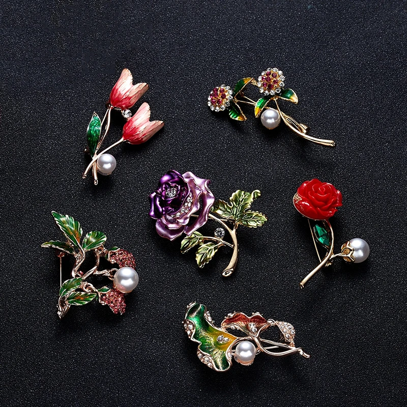 

Rinhoo New Arrival Colorful Flower Brooches for Women Vintage Round Plant Brooch Pin Sweater Coat Accessories High Quality Gift