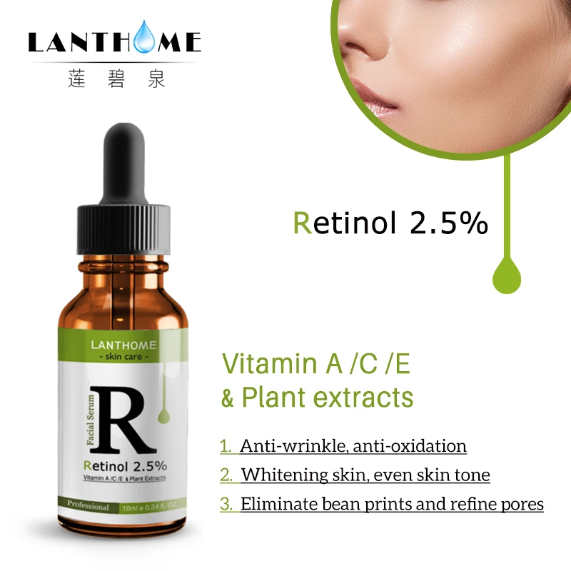 

2.5% Retinol Serum Anti-Aging Remove Wrinkles Fine Lines Hyaluronic Acid Moisturizing Essence Vitamin E Collagen Whitening Skin