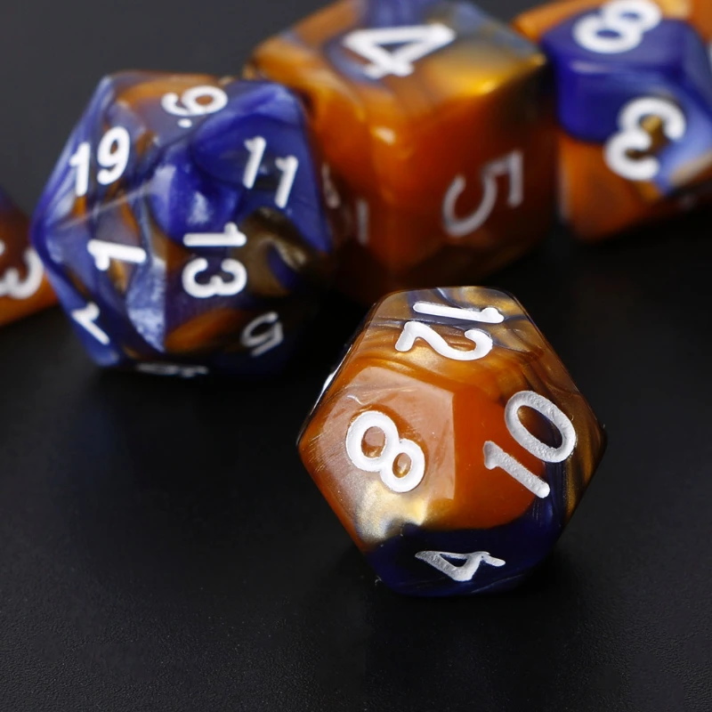 7 шт./компл. акриловые полигедрические кости для TRPG настольной игры