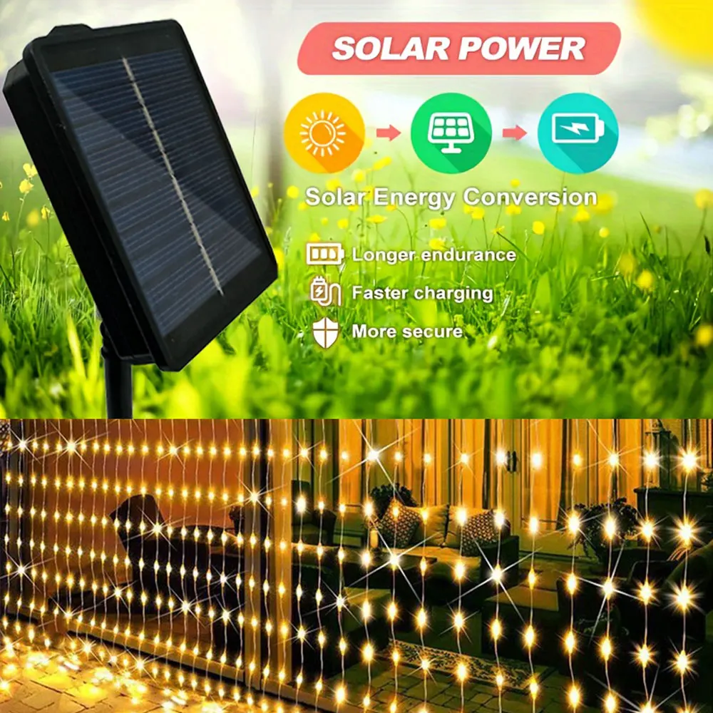 Солнечная завеса светодиодная Водонепроницаемая наружная гирлянда 6 м 3