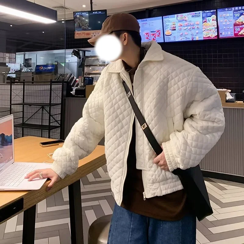 Трендовое однотонное Мужское пальто с хлопковой подкладкой укороченная рабочая