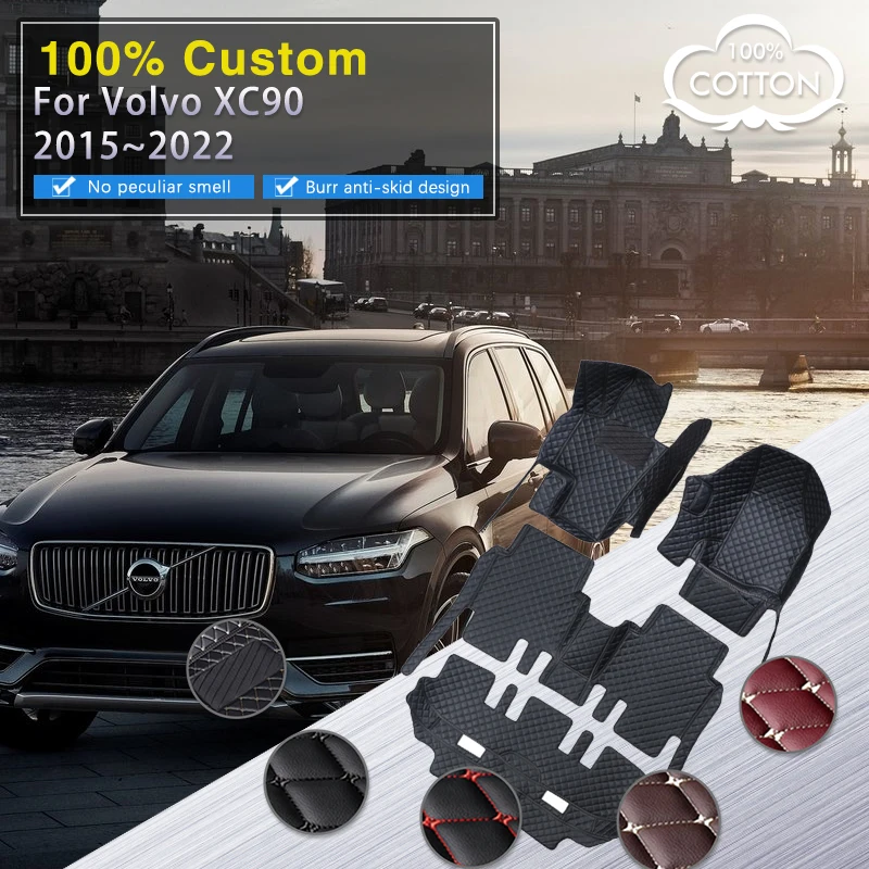 

Car Floor Mats For Volvo XC90 MK2 7 Seat 2015~2022 Leather Mat Set Rug Auto Interior Parts Carpet Waterproof Pad Car Accessories