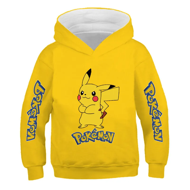 

Pokemon Kids Girls Boys Sweatshirts for Winter Spring Children Cotton Tops Fashion Sport Pokemon Pikachu Children Hoodies 2021