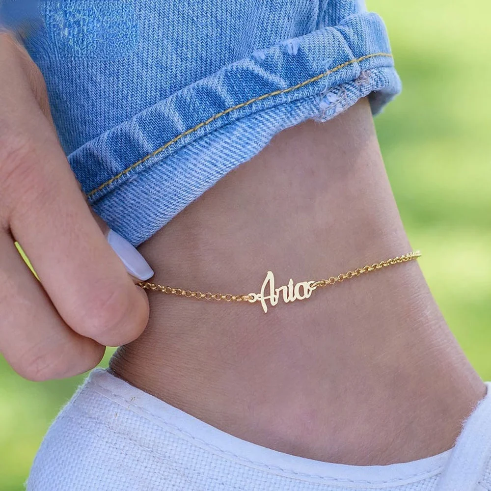 

Viksword 2021 New Custom Anklets for Women Stainless Steel Personalize Beach Jewelry Fashion Bridesmaid Gift Tobilleras Mujer
