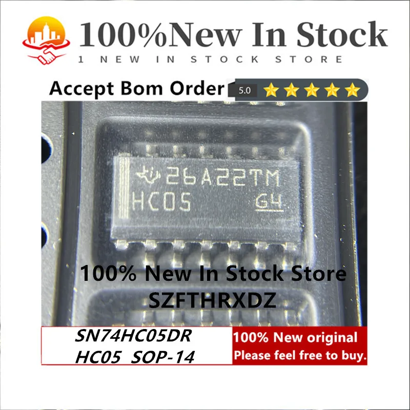 100% Новый оригинальный SN74HC05DR SOP-14 HC05 SOP14 буфер/Драйвер 6-канальный инвертор с открытым сливом CMOS 14-Контактный SOIC T/R