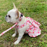 dog skirts summer cat dog clothes with leashes luxury cotton bow pet dresses small pet accessories french bulldog yorkshire