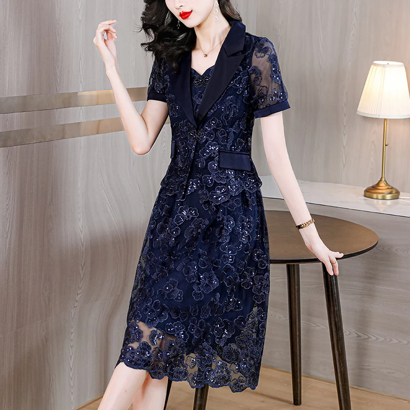 High-end exquisite dress summer dress 2023 new temperament middle-aged mother fashion elegant big-name women's wear