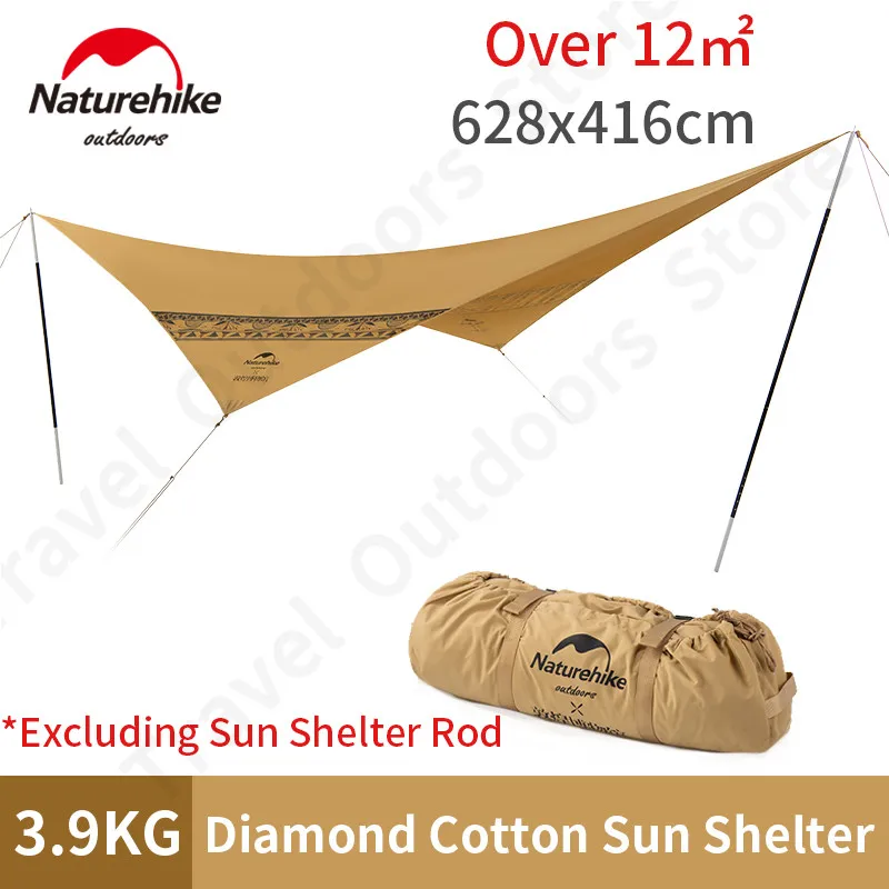 

Naturehikex Dunhuang 2022 Camping Cotton Sun Shelter 4-6person Large Area 12m² Sunproof Waterproof Portable Outdoor Awning Tent