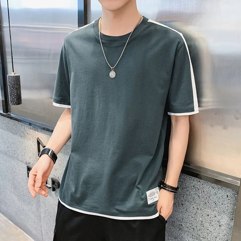 

Short Sleeve Men's Summer2021New round Neck Casual Men's Clothing Pure CottonTT-shirt Men's Clothing Fashion Brand Half Sleeve S
