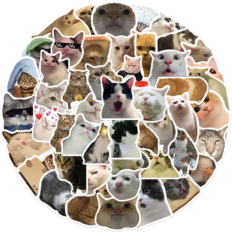 

10/30/50PCS Kawaii Smile Cat Sketchbook Sticker Aesthetic PVC Stationery Children's Decoraction Scrapbooking School Supplies