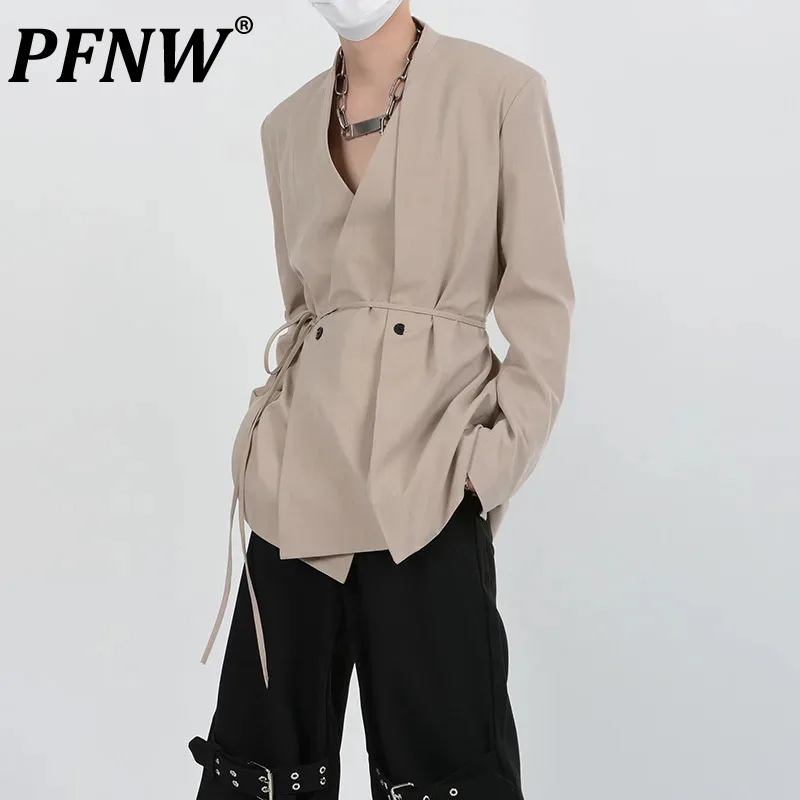 

Мужской эксклюзивный Дизайнерский Костюм PFNW с наплечниками, свободный костюм с длинным рукавом, модная шикарная куртка в стиле панк, новинка 12Z5005