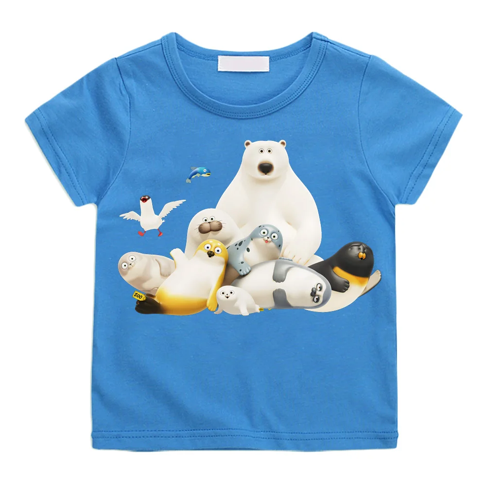 Фото Футболки SEALOOK SHOP с мультяшным принтом, милая футболка из 100% хлопка, детская футболка с круглым вырезом и рисунком для мальчиков и девочек, кавайная футболка №1