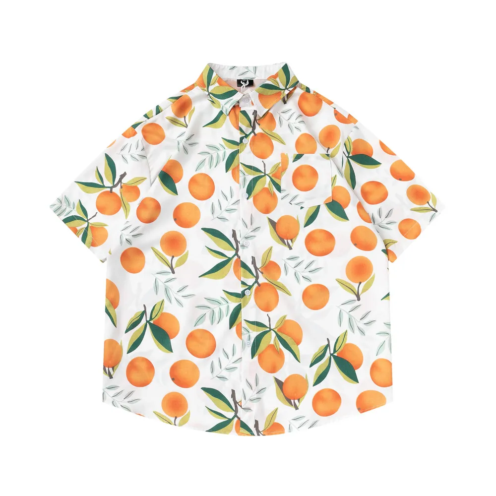 

OSCN7 Casual Printed Short Sleeve Shirt Men Street 2022 Hawaii Beach Oversize Women Fashion Harujuku Shirts for Men D2233