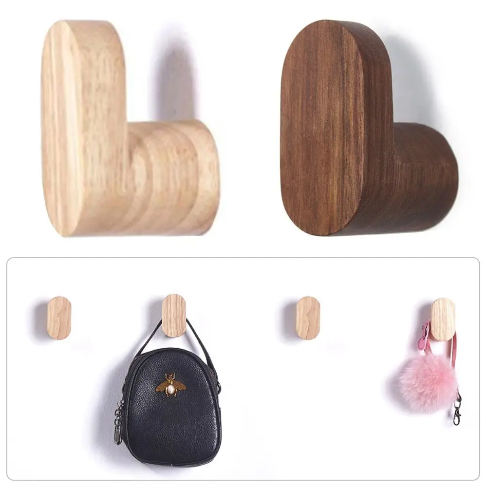 

Home Storage Organizer Wall-mounted Wooden Decorative Hook Punch Door Hanger Robe Hook Shower Hook Key Holder