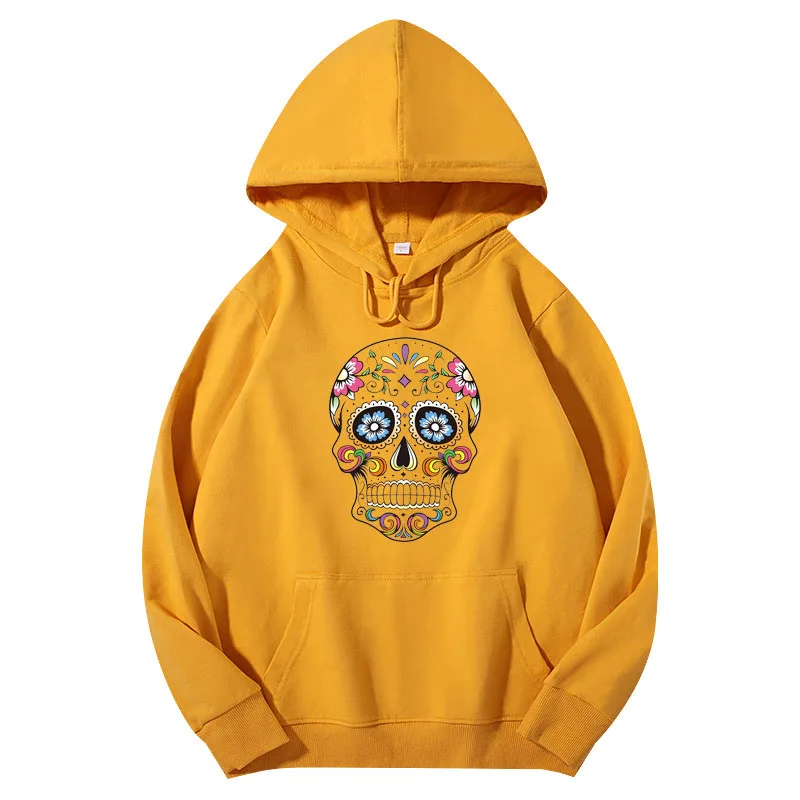 

Мужская хлопковая толстовка с длинным рукавом, с принтом черепа