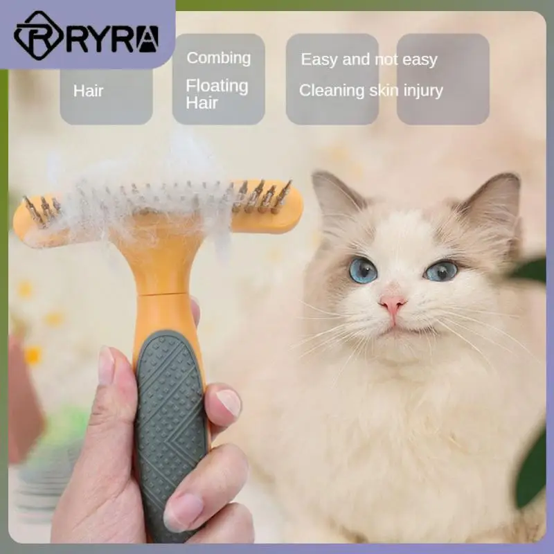 1pc Pets Grooming Double-Row Rake Comb And Dematting Undercoat Rake Comb For Dog Cat Remove Knots Tangles Easily  Pet Supplies
