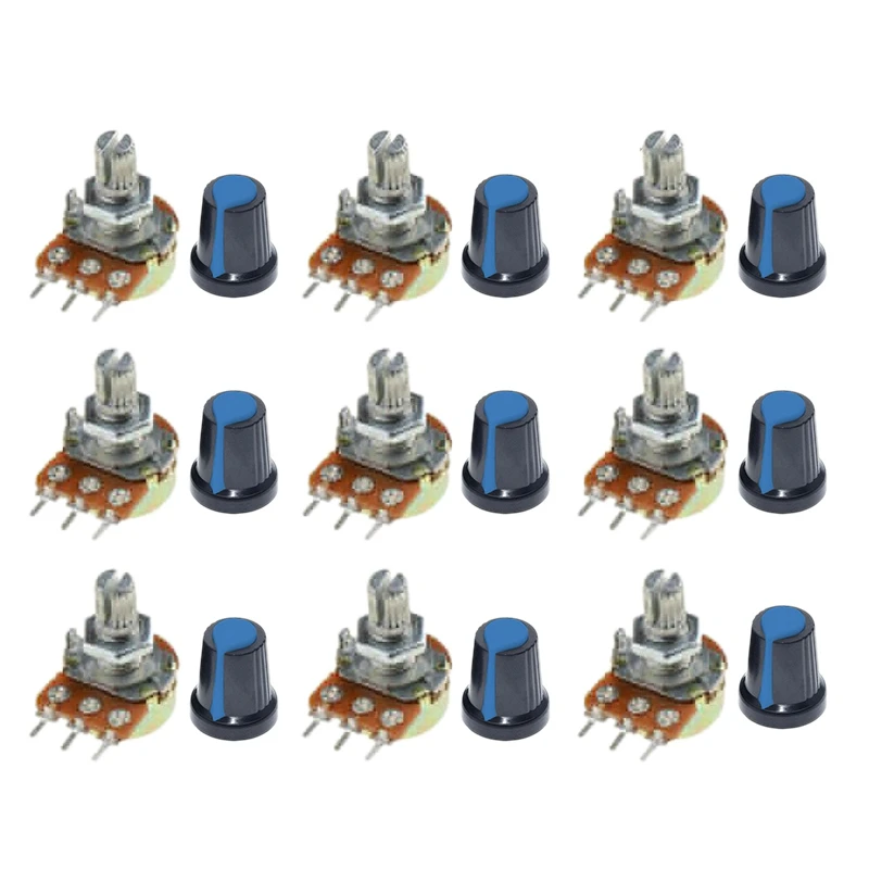 

9PCS Potentiometer WTH148 Kit Assorted Pack Set B1K 2K 5K 10K 20K 50K 100K 500K 1M 15Mm 3Pin