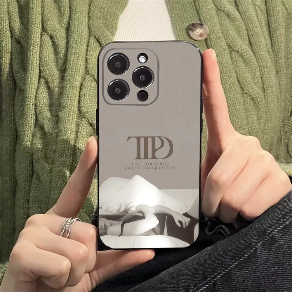 T-TaylorS TTPD S-SwiftS Phone Case For iPhone 16 15 14 13 12 11 Plus Pro Max XS X XR SE Mini 8 7 Soft Silicone Black Cover