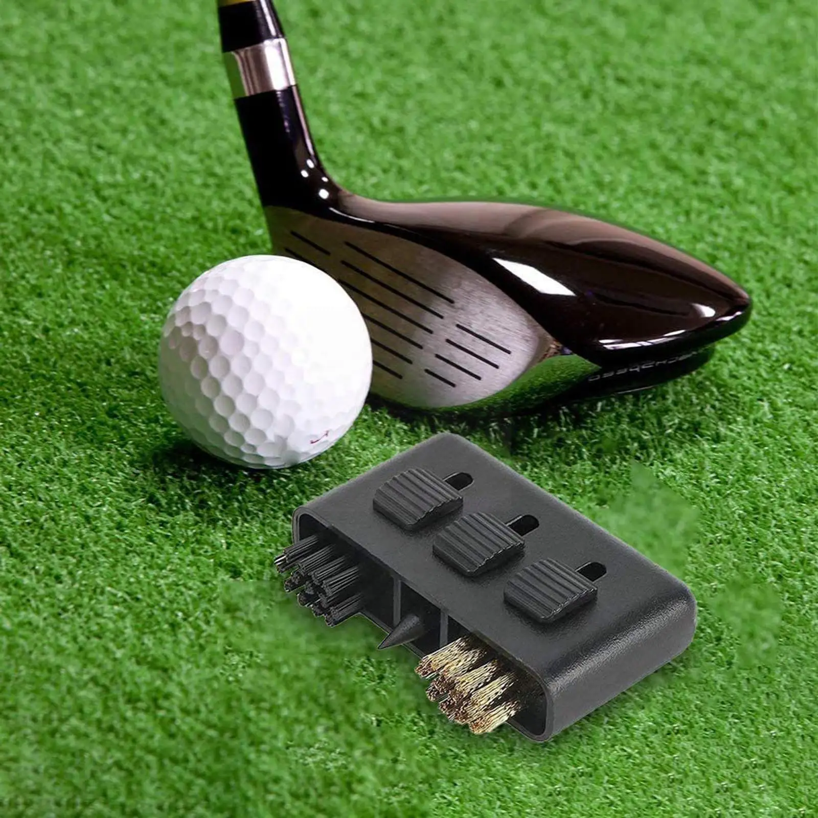 

3 In 1 Golf Brush Pocket Carry Groove Cleaner Brush Groove Cleaner Kit Tool With Keychain For Golf Training Aids Black F6Z8